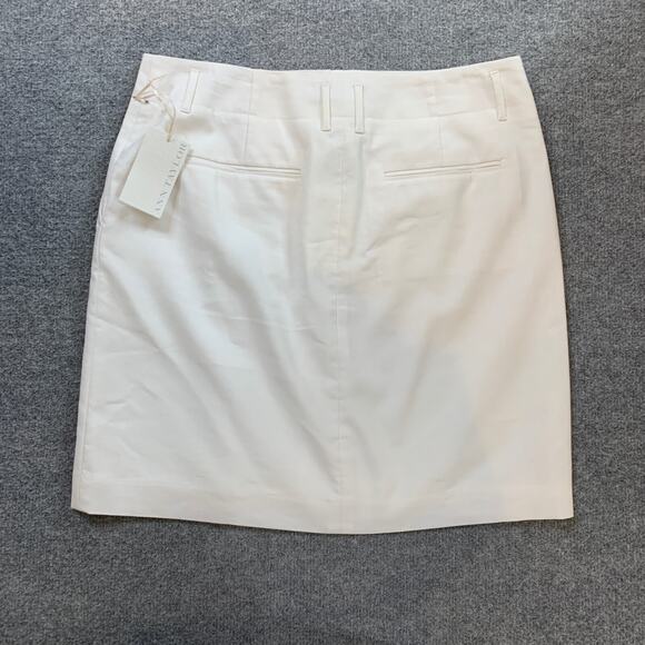 Ann Taylor Skirt Womens 8 White Stretch Linen Blend Pockets Inner Lined Mini - Picture 9 of 11